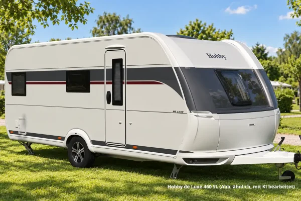 Hobby de Luxe 460 SL (Abb. ähnlich, mit KI bearbeitet; Bilder Galerie: Caravan Salon 2026)